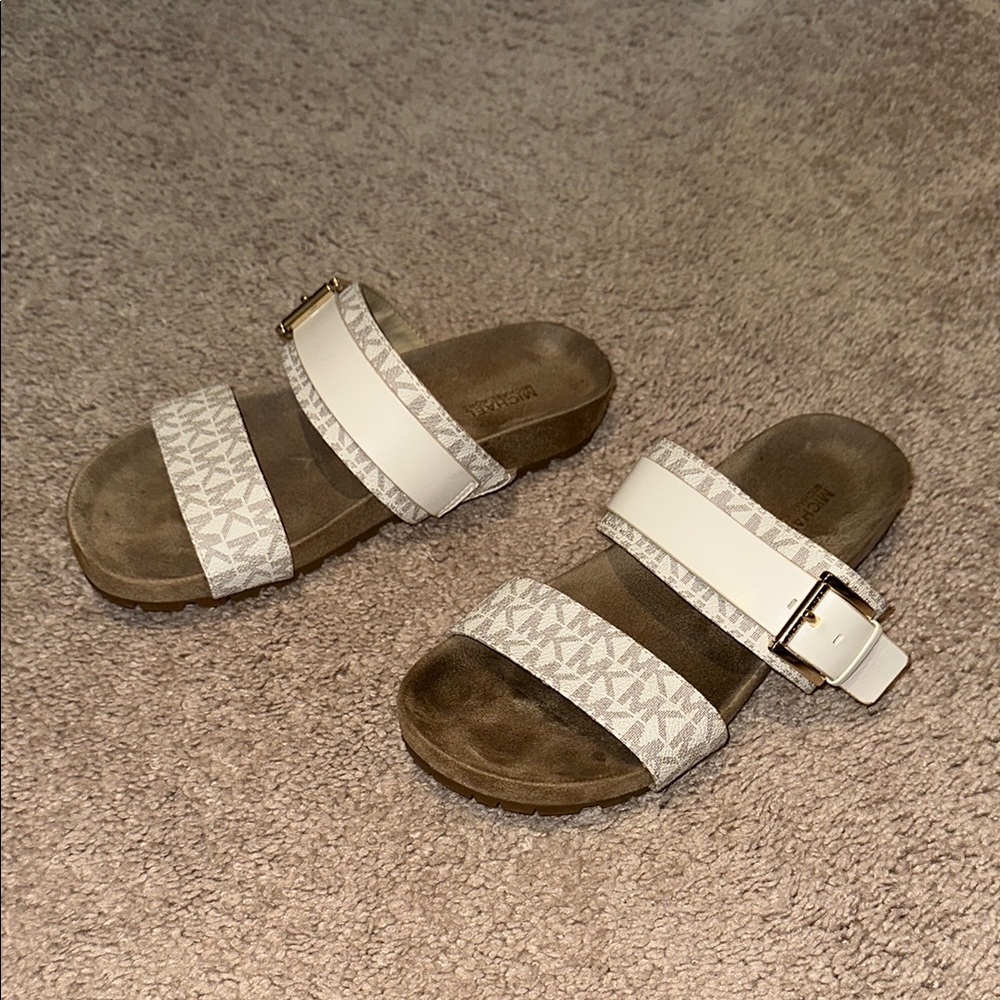 Michael Kors White and Tan Sandals
